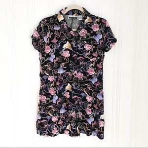 Vintage 90’s Floral Black Mini Dress